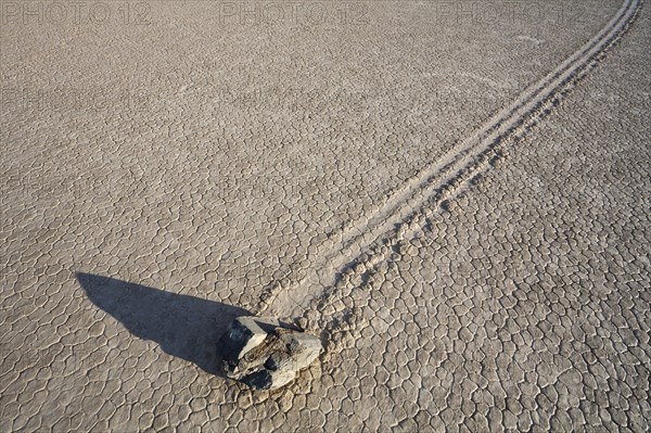 Track created by one of the mysterious moving rocks at the 'Racetrack'