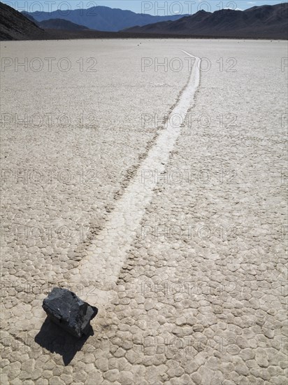 Track created by one of the mysterious moving rocks at the 'Racetrack'