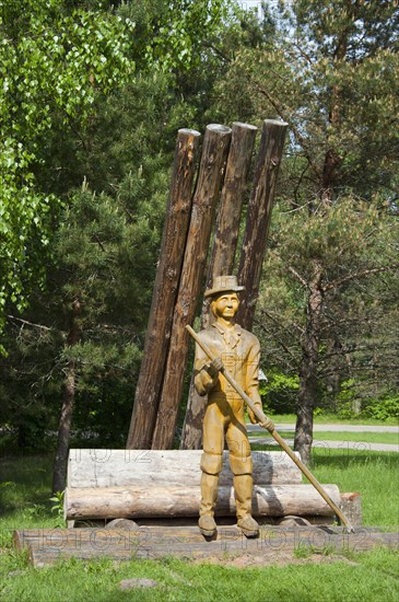 Wood sculpture of a rafter