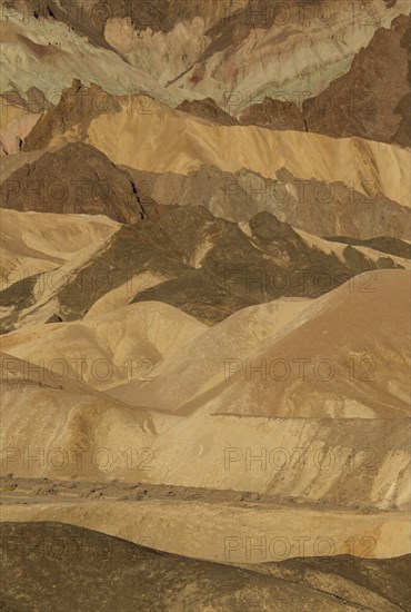 The badlands of the 'Twenty Mule Team Canyon' in the morning light