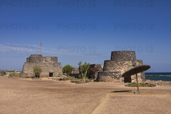 Historic fortress complex on the beach promenade of Caleta de Fuste