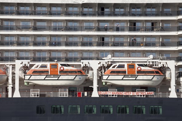 Lifeboats on the cruise ship Queen Elizabeth