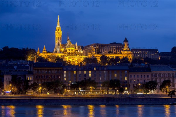 Castle hill with Matthias Church and Fisherman's Bastion in the blue hour