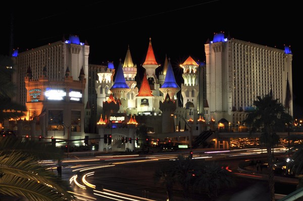 Excalibur Hotel and Casino at night