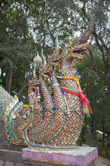 The seven headed naga guarding the 300 steps to Wat Phrathat Doi Suthep