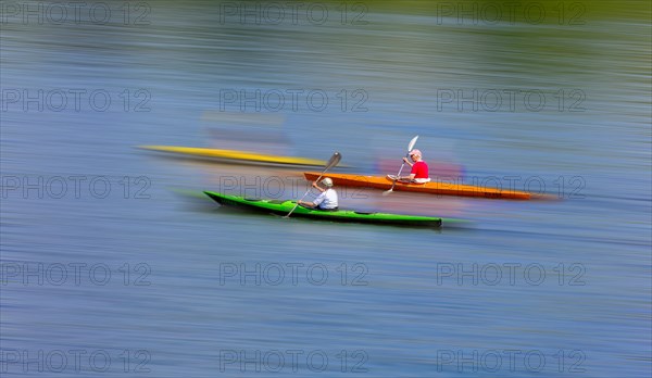 Senior citizens on a canoe trip on the Havel River