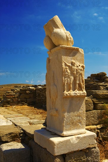 Column with phallus at the Stoivadeion in the Temple of Dionysus