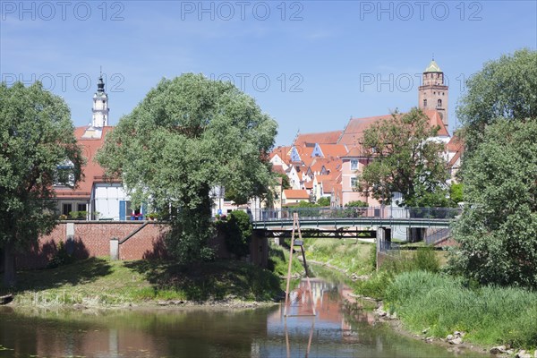 Ried Island on the Wornitz River with Liebfrauenmunster or the Munster of our Dear Lady and the Pilgrimage Church of the Holy Cross