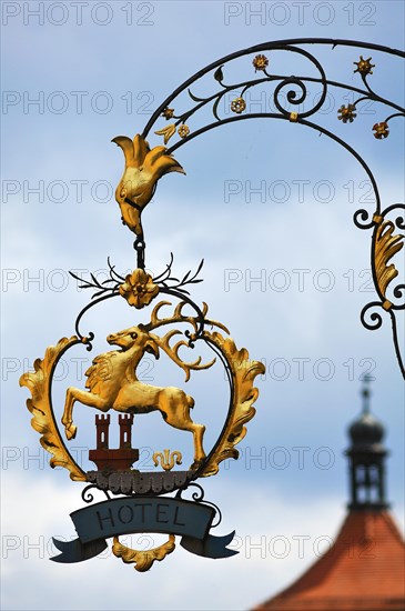 Signboards of the Hotel 'Goldener Hirsch' or Golden Stag