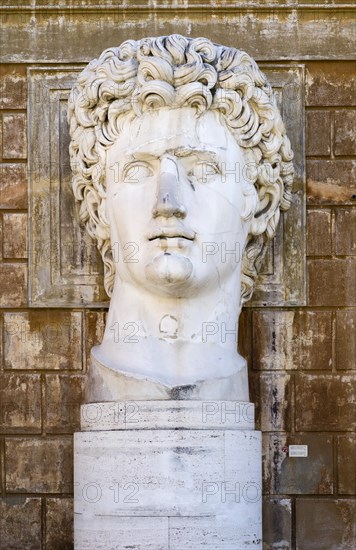 Colossal head of the Emperor Augustus in the Cortile della Pigna