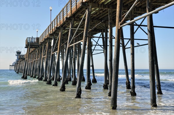 Historic Oceanside Pier at the onset of high tide