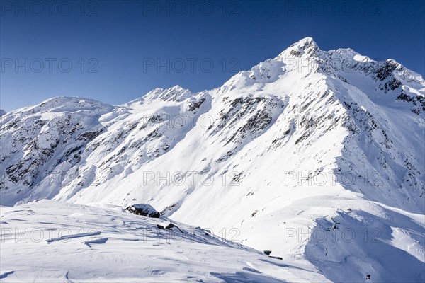 Saldurspitze mountain seen from the summit of Stotz mountain near Kurzras