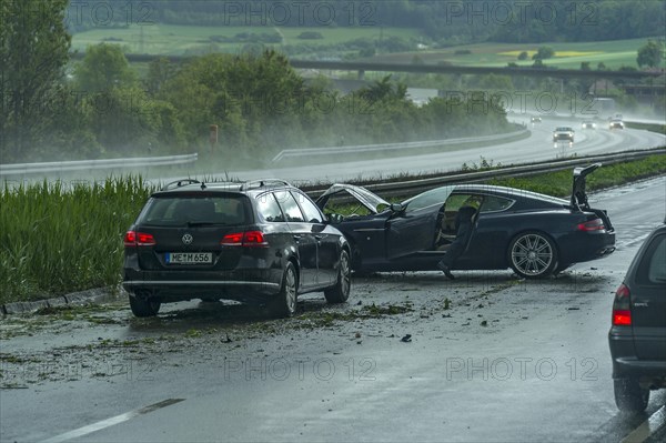 Accident in heavy rain and poor visibility