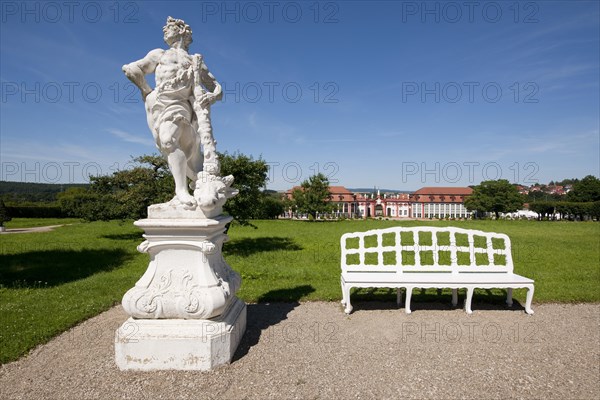 Sculpture and bench in the park