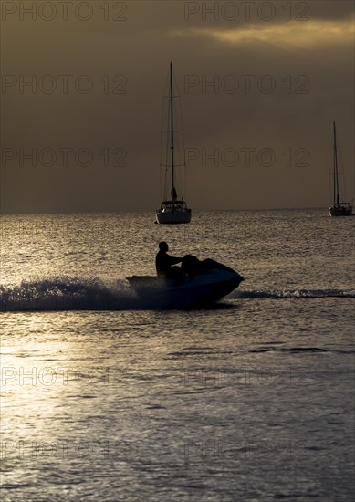 Jet ski at dusk in Rodney Bay