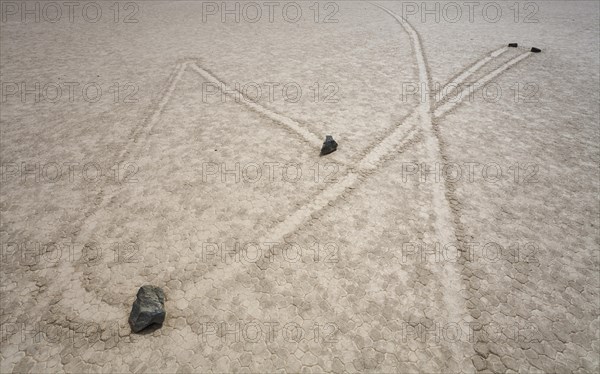 Tracks created by the mysterious moving rocks at the 'Racetrack'