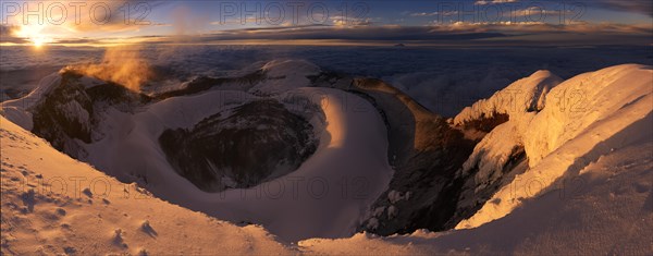 Crater of Cotopaxi Volcano at sunrise