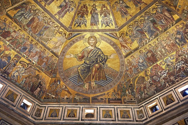 Medieval mosaics on the ceiling of the Baptistry of Florence Cathedral