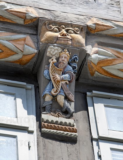 Ornately carved architectural detail of Stiftsherrenhaus building