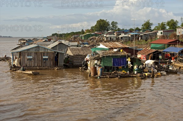 Huts of a floating slum