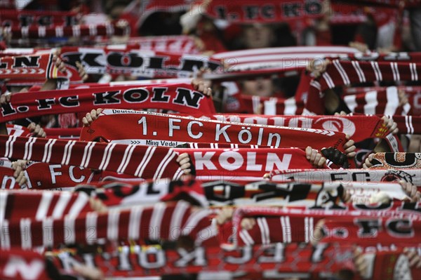 Cologne fans holding their scarves up
