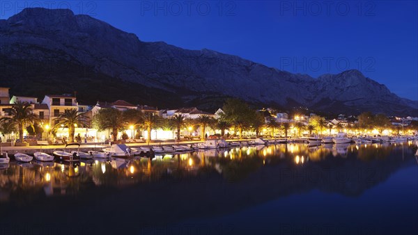 Promenade and harbour at night