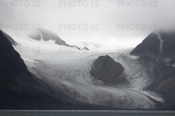 Nunatak or mountain poking out from the glacier