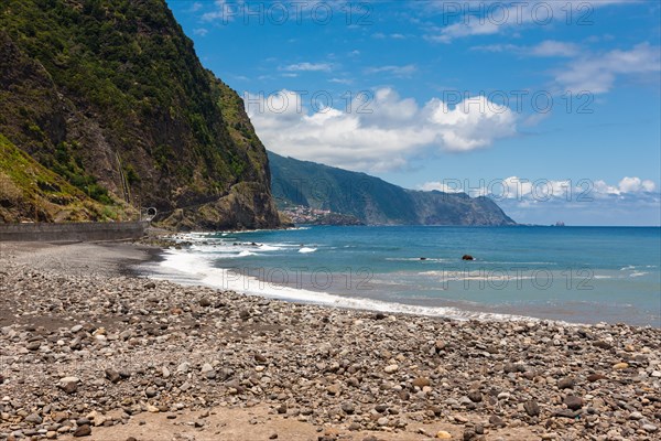 View of the cliff coast of Madeira near Sao Vicente