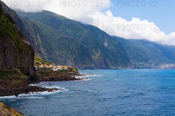 View of the cliff coast of Madeira near Sao Vicente