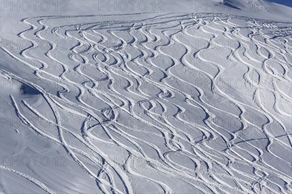 Ski tracks in deep snow