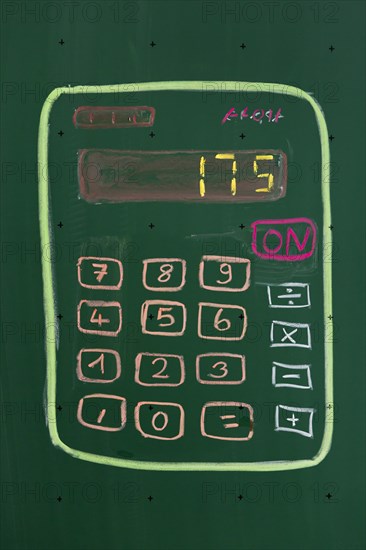 Calculator drawn with chalk on a blackboard