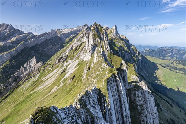 View to Santis and mountains in Alpstein range