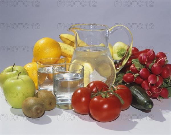 Glass carafe filled with water