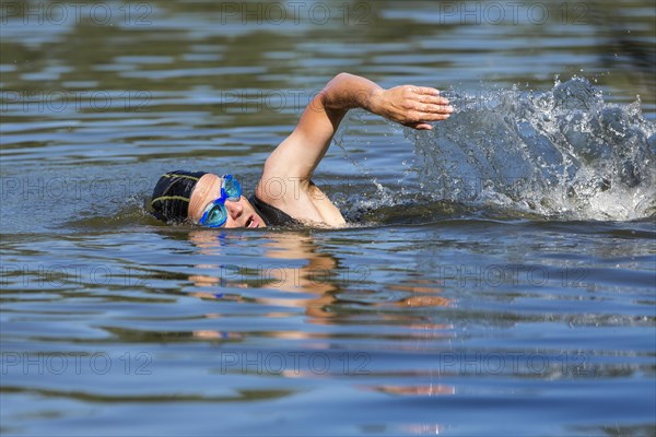 Triathlete swimming