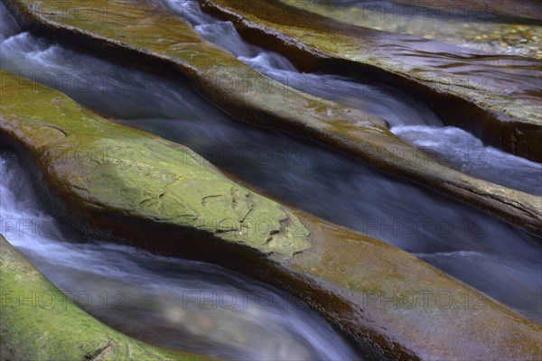 Rock gullies formed by water in the riverbed