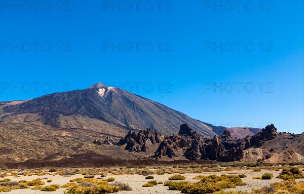 Pico del Teide volcano with lava rocks in the Teide National Park