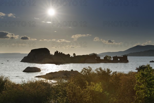 Byzantine fortress on an island in Lake Bafa