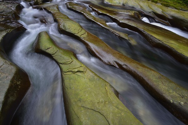 Rock gullies formed by water in the riverbed