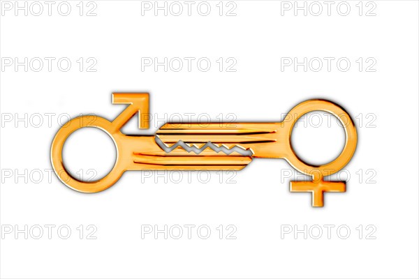 Keys with the symbols for Mars and Venus