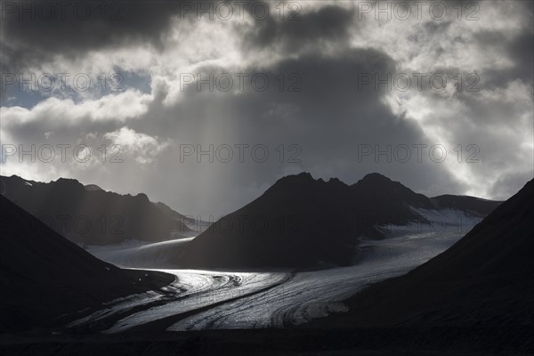 Mountains and glacier tongue