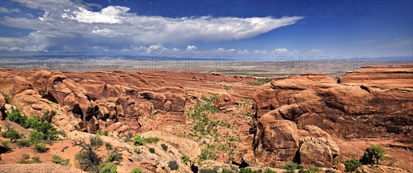 Red sandstone formations formed by erosion at Devil's Garden