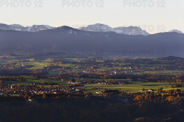 Autumnal view from Hohen Peissenberg over Bobing Rottenbuch