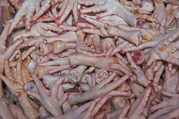 Chicken feet for sale at a market in Chiang Mai