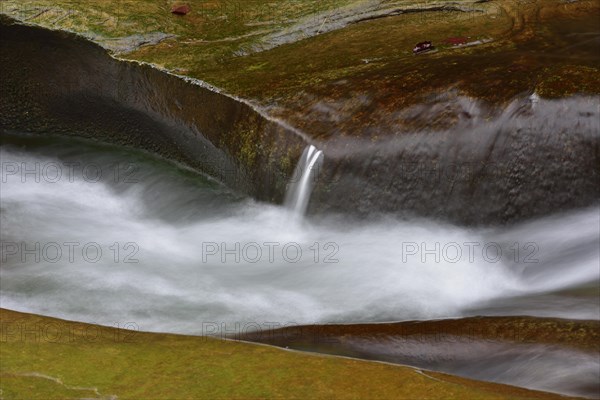 Water flows over rocks
