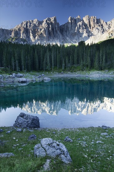 Lake Carezza with Latemar Mountain