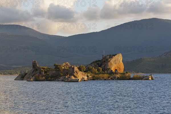 Byzantine fortress on an island in Lake Bafa