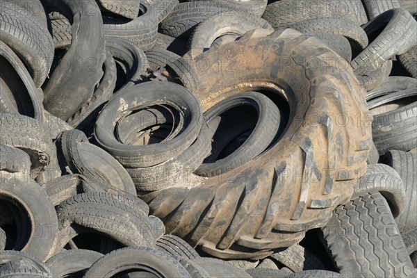 Old car tires in a heap