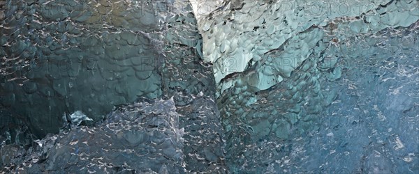 Ice in various shades of blue