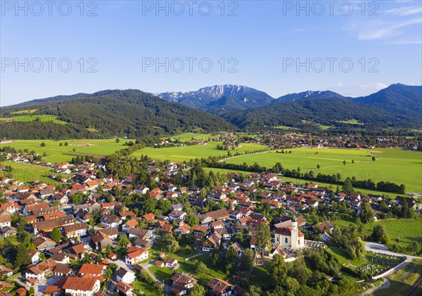 The town Bichl with Benediktenwand