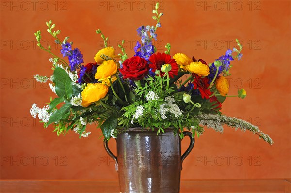 Colourful bouquet of flowers with ranunculus (Ranunculus asiaticus)